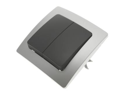 Comutador De Lustre De Encastrar Com Espelho 80X80Mm Série Lille Prata e Cinza BEMATIK