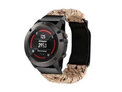 Bracelete Pulseira Fio Entrançado para Garmin Forerunner 945 Kaki