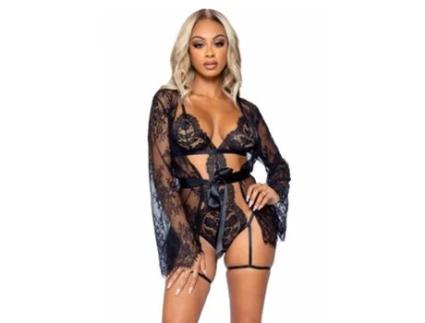 Set de Body e Casaco All Romance LEG AVENUE (M - Preto)