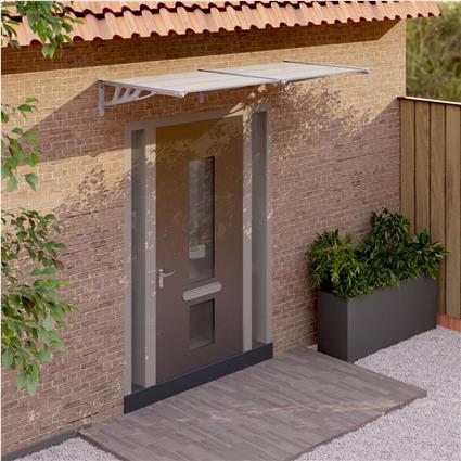 vidaXL Toldo para porta 199x90 cm policarbonato cinzento/transparente
