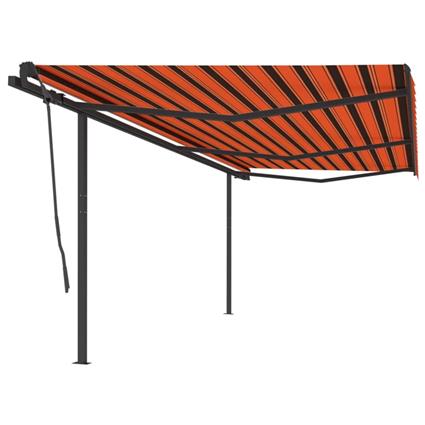 vidaXL Toldo retrátil manual com postes 6x3,5 m laranja e castanho