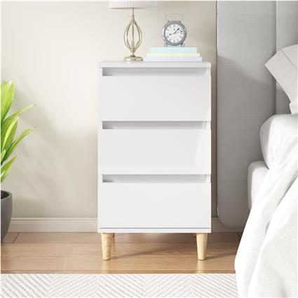vidaXL Mesa de cabeceira 40x35x70cm derivados madeira branco brilhante