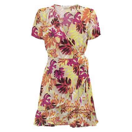 Only Vestido curto com estampado folhagem, decote em V