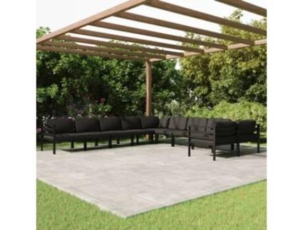Conjunto de Relax com 10 Peças com Almofadas (64,5 x 70 x 64,5 - Alumínio - Cinzento)