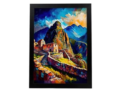 NACNIC Machu Picchu Poster No Estilo De Pintura De Aleiro Ilustrações De Monumentos E Cidades Em Estilo Fotográfico Em Cores A4 Black Frames