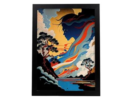 NACNIC Mãe Natureza No Estilo De Arte Japonesa Ukiyo Paisagens Abstratas E Surreais Nas Ilustrações Design De Interiores E Decoração A4 Black Frames