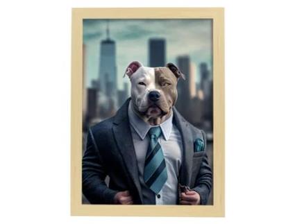 NACNIC Staffordshire Terrier Placa Otimista Em Fotografia Em Cores Ilustrações Engraçadas De Animais Com Roupas Humanas Estrutura De Madeira A4