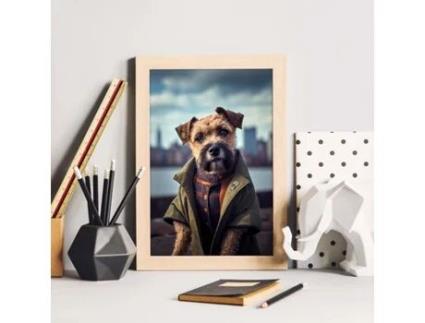 NACNIC Lémina Terrier De Fronteira Confiante No Estilo De Fotografia Em Cores Ilustrações Engraçadas Realistas De Animais Com Roupas Humanas