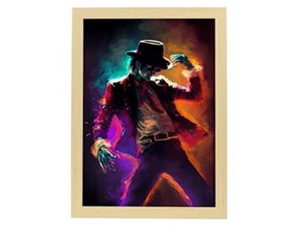 NACNIC Poster De Michael Jackson Em Estilo De Retrato De Cor Ilustrações E Desenhos Animados De Músicos E Artistas Famosos A3 Wood Marcos