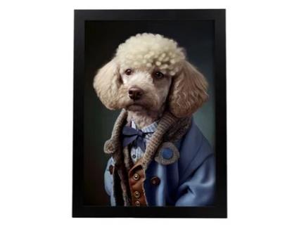 NACNIC Blanco Creative Poodle Plate Em Estilo De Fotografia Em Cores Ilustrações Engraçadas Realistas De Animais Com Roupas Humanas A4 Quadro Preto