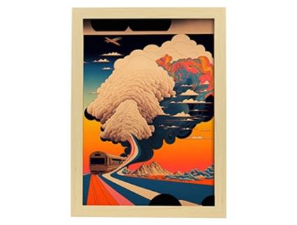 Cartaz NACNIC Do Outro Lado No Estilo De Arte Japonês Ukiyo Paisagens Abstratas E Surreais Nas Ilustrações Design A3 Wood Marcos