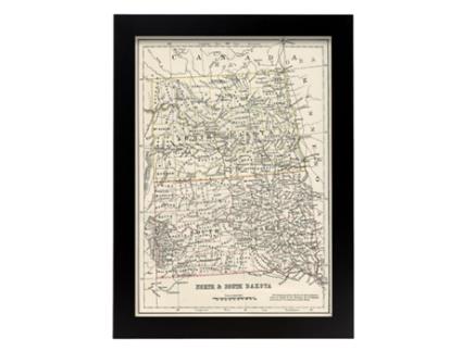 Cartazes Geográficos De NACNIC Em Estilo Vintage Mapa De Dakota Sur E Norte Ilustrações De Antigos Mapamundis A4 Com Estrutura De Cor De Madeira