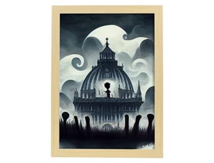 Paciente De Manjericão Da Catedral De NACNIC No Estilo De T Burton Ilustrações De Monumentos Cidades Países Inspirados A3 Madeira De Madeira