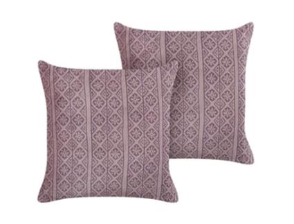 Conjunto de 2 Almofadas Decorativas BELIANI (45 x 45 cm - Veludo - Rosa)