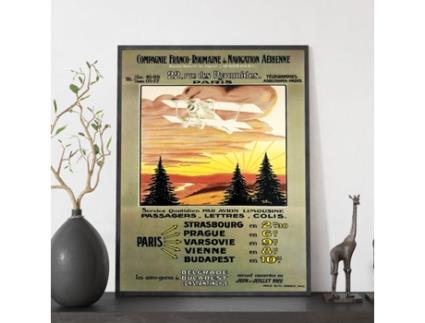 NACNIC Poster Publicação De Viagem Antigo Rota Francoromana Na Europa Ilustrações De Anúncios Vintage Para A3 Com Estrutura De Cor De Madeira