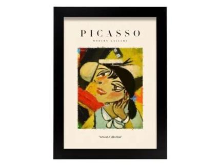 NACNIC Picasso 21 Poster Da Coleção Ilustrações Na Exposição Surreal E De Arte Do Cubismo Para A4 Com Estrutura De Cor De Madeira