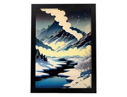 NACNIC Poster Fog No Estilo De Arte Japonês Ukiyo Paisagens Abstratas E Surreais Nas Ilustrações Design De Interiores E Decoração A4 Black Frames