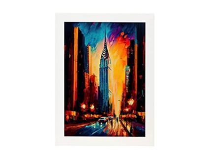 NACNIC Chrysler Building Poster Em Estilo De Tinta A Óleo Ilustrações De Monumentos E Cidades Em Estilo Fotográfico Em Cores A3 Quadros Brancos