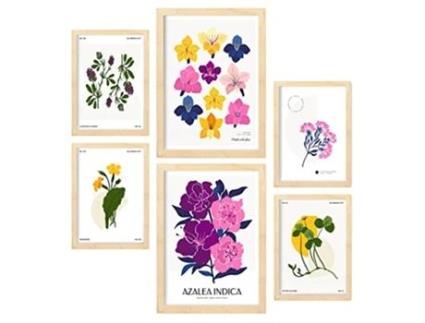 Conjunto De NACNIC De 6 Pôsteres Florais Escala Cromática Natureza E Folhas Botânicas Para Tamanhos A3 E A4 Quadros De Madeira