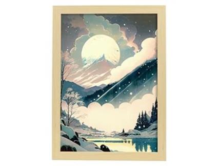 NACNIC Wintro Luna Pôster No Estilo De Arte Japonesa Ukiyo Paisagens Abstratas E Surreais Nas Ilustrações Design A4 Wood Marcos