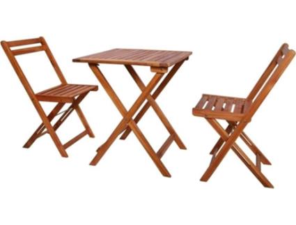 Conjunto duas cadeiras e uma mesa de Exterior  dobrável madeira de acácia maciça