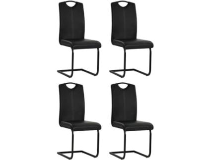 Conjunto 4 Cadeiras de Refeição  246194 Couro Artificial Preto
