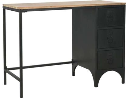 Secretária  Com pedestal (100x50x76cm - Madeira Abeto e Aço)