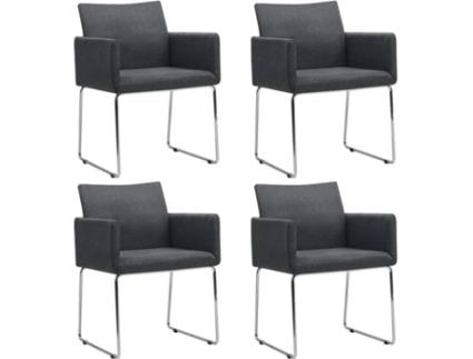 Conjunto 4 Cadeiras de Refeição  275580 Tecido Cinzento Escuro