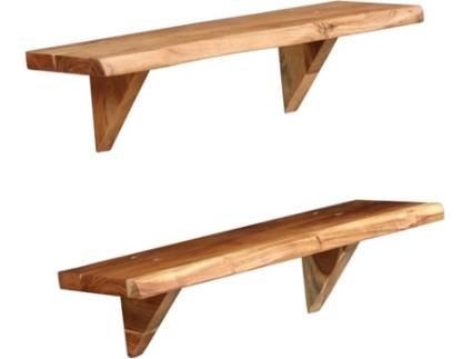 Prateleiras  parede 60x20x16cm madeira de acácia maciça (2 peças)
