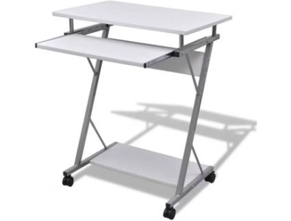 Secretária  Computador com Prateleira de Puxar Branco