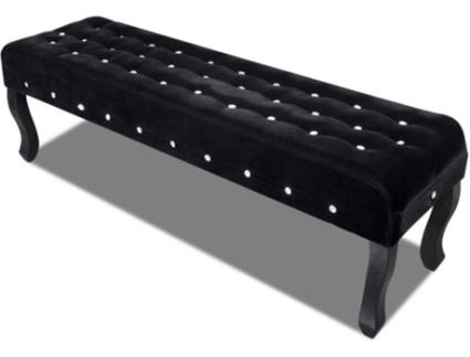 Banqueta veludo preto botões cristais