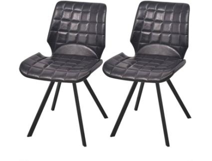 Conjunto 2 Cadeiras de Refeição  242784 Couro Artificial Preto