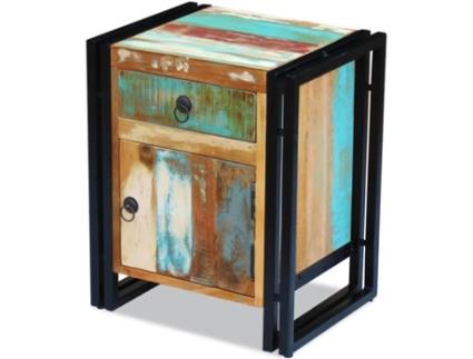Mesa de Cabeceira  Madeira Sólida Recuperada (43x33x51cm)