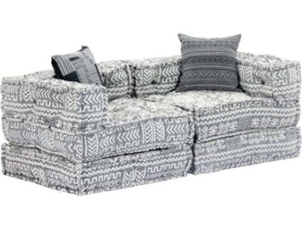 Sofá-Cama  modular 2 lugares tecido cinzento claro
