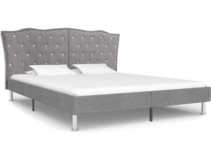 Cama  280541 Tecido (180x200 cm - Cinzento Claro)
