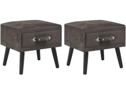 2 Mesas de Cabeceira  Veludo Cinzento (40x35x40 cm)