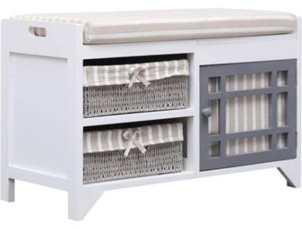 Banco  corredor 70x335x45 cm madeira paulownia branco