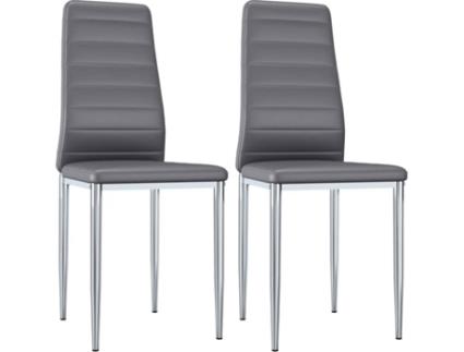Conjunto 2 Cadeiras de Refeição  248280 Couro Artificial Cinzento