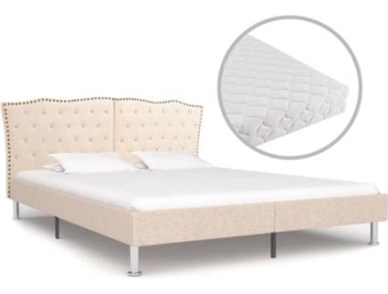 Cama + Colchão  180x200 cm tecido bege