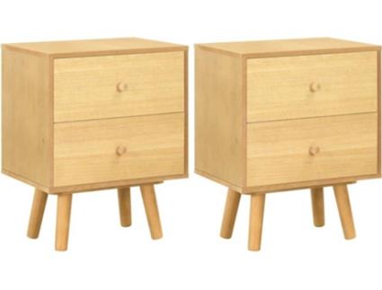 2 Mesas de Cabeceira  Madeira de Pinho Maciça (40x30x50 cm)