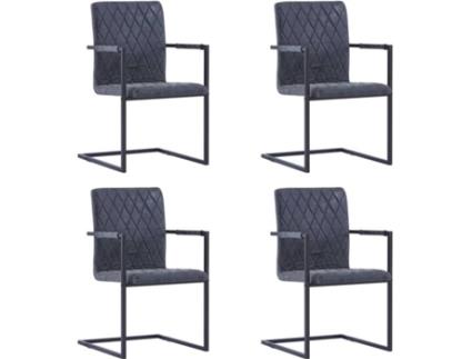 Conjunto 4 Cadeiras de Refeição  278632 Cantilever Couro Artificial Preto