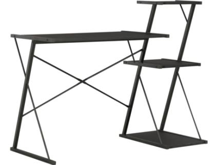 Secretária  Com prateleira Preto (116x50x93cm)