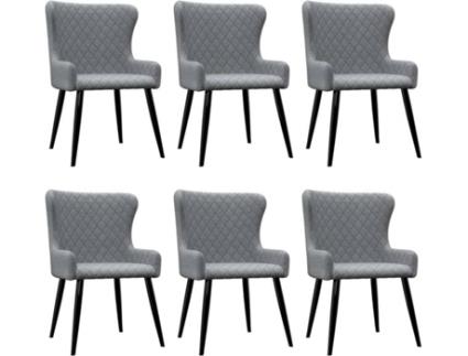 Conjunto 6 Cadeiras de Refeição  278813 Tecido Cinzento Claro