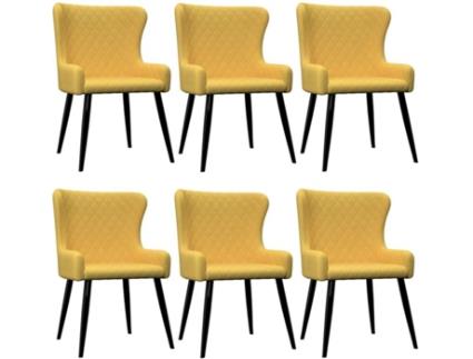 Conjunto 6 Cadeiras de Refeição  278820 Tecido Amarelo