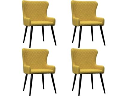 Conjunto 4 Cadeiras de Refeição  279171 Veludo Amarelo