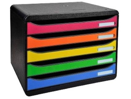 Arquivador  308798D (Preto - Gavetas Coloridas - 27x35.5x27cm)