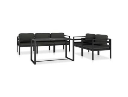 Conjunto de Relax com 6 Peças com Almofadas (64,5 x 70 x 64,5 - Alumínio - Cinzento)