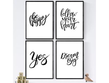 Conjunto De Lians Com Mensagens Felizes E Coloridas. Os Postters 'Pack' Um Grande Sonho '. Sem Quadro