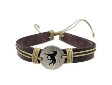 Pulseira ANJU Cavalo (Couro - Castanho - Ajustável)