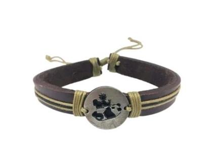 Pulseira ANJU Panda (Couro - Castanho - Ajustável)